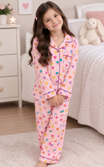 Pink Heart Pop - Premium Nightsuit For Girls