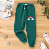 Fleece Jogger Pants or Kids  BNBJP - 118  Dark Green  Rainbow