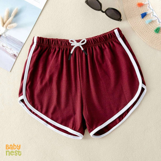 Dolphin shorts - Maroon - White Lines