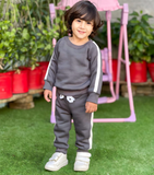 Fleece Sweatshirt with Sweatpants - Grey - Kids Wear 2 Pc Set