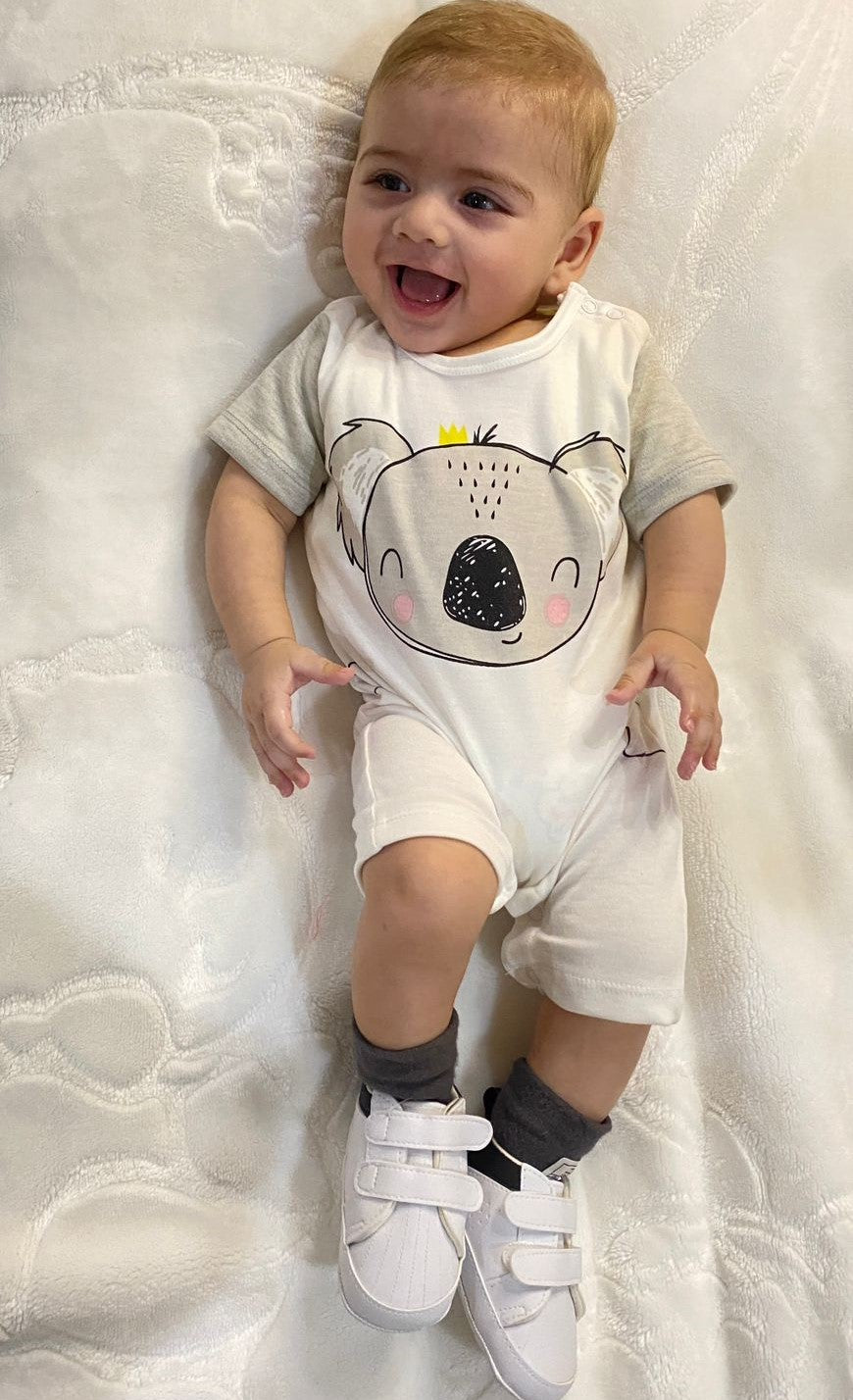 Baby Half Romper - White- Koala Bear