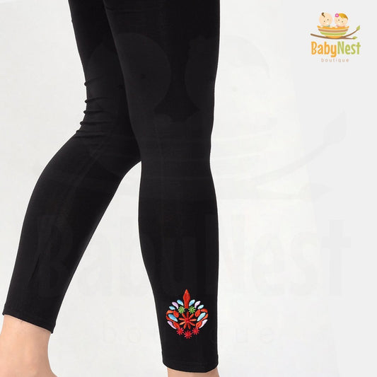 Baby Tights Black Multi Flower