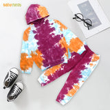 Premium Hoodie set - Tie dye - Multi-Purple