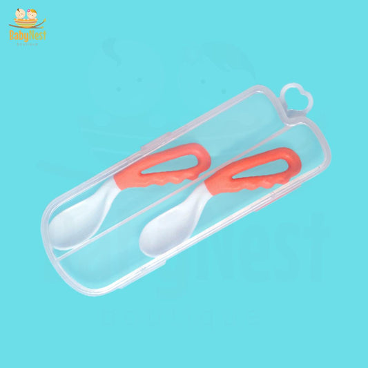 Baby Kid Crooked Bending Spoon Orange (Pack Of Two)