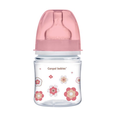 Canpol 120 Ml Wide Neck Anti-Colic Bottle Easystart - Newborn Baby Pink Flowers