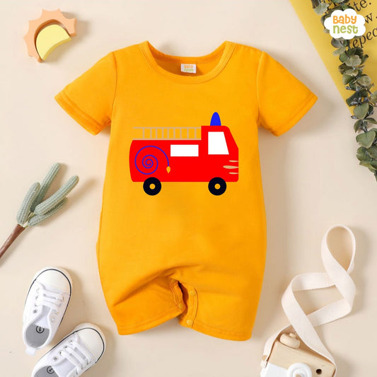 Baby Half Romper - Emergency Alert - Yellow