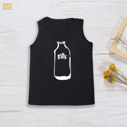 BNBBS-102 - Milk Bottle Print Sandos For Kids - Black