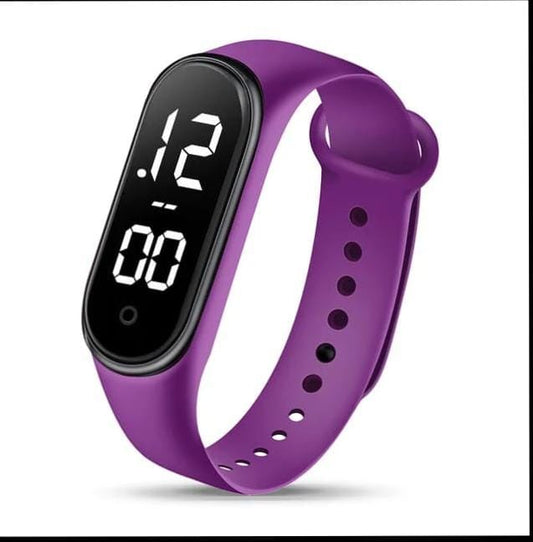 Sports watch - Led touch Display - Silicone Strap - Dark Purple