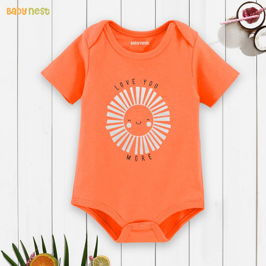 Easyclean - Water Repellent & Stain Resistant Onesie - RBT-221-D2 - Love You More Rompers For Kids - Orange