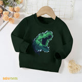 Dinosaur Face Sweatshirt For Kids Dark Green
