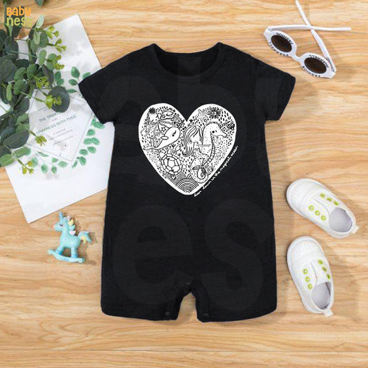 Baby Half Romper - Water World - Black