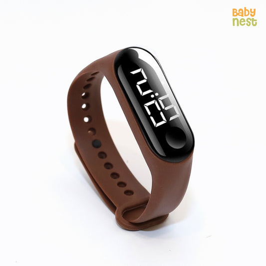 Sports watch - Led touch Display - Silicone Strap - Brown