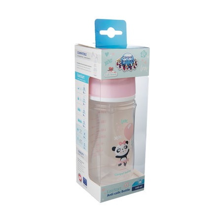 Canpol Babies Anti-Colic Wide Neck Bottle 240Ml Pp Easy Start Exotic Animals - 8.11 OZ.