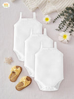 Pack of 3 Organic Cotton Sleeveless Camisole Bodysuit- White