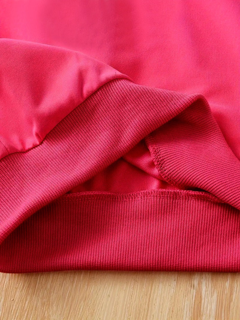 Fleece Sweatshirt with Sweatpants - Hot Pink - Kids Wear 2 Pc Set