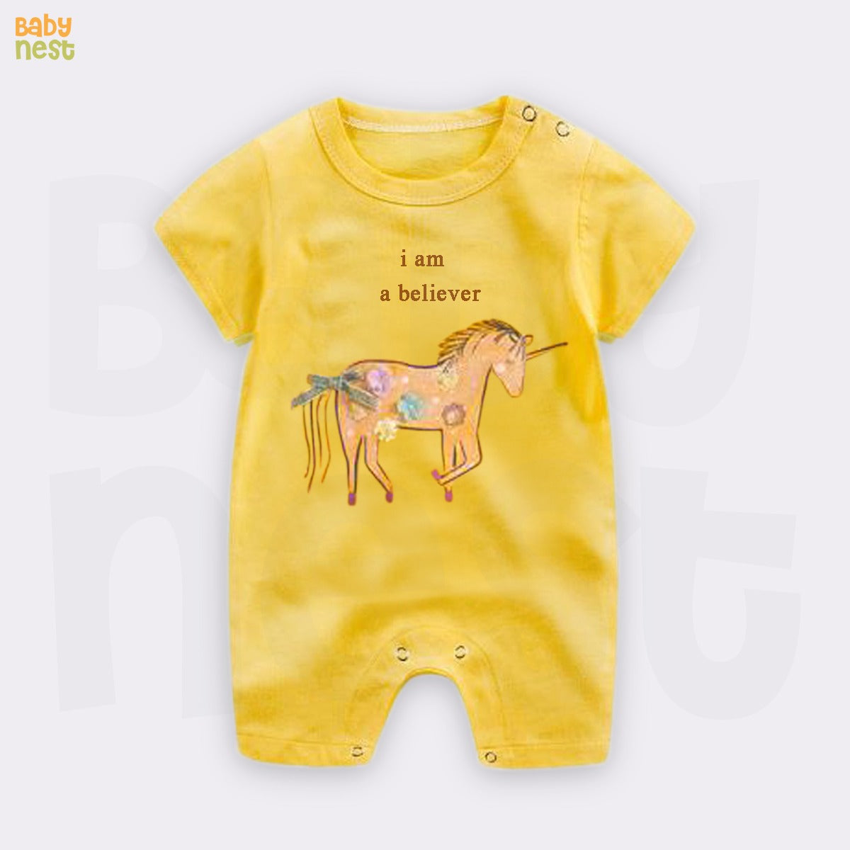 Baby Half Romper - I am a Believer - Yellow