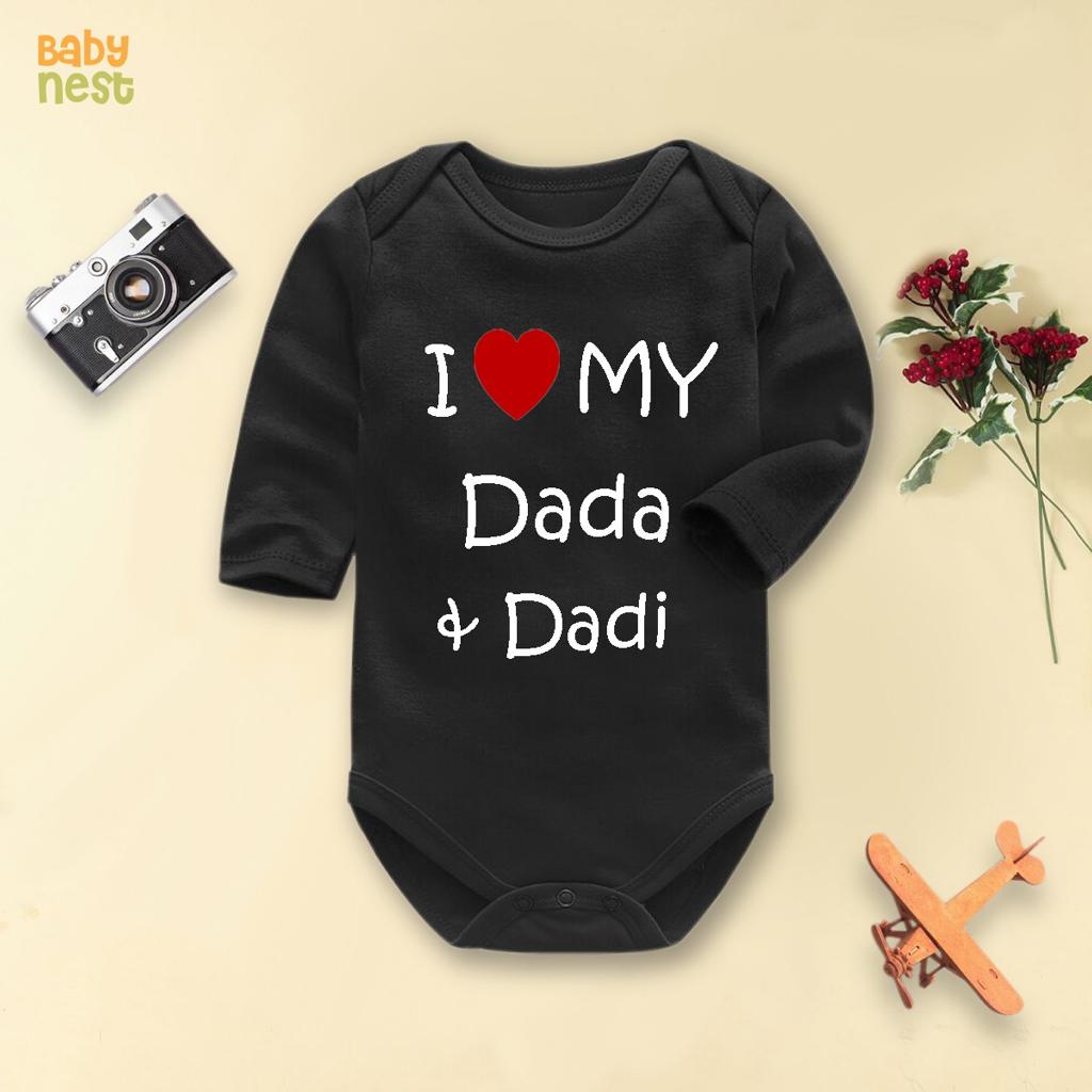 I Love My Dada & Dadi â€šÃ„Ã¬ (Black) RBT 193 Full Sleeves Romper for Kids