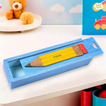 FAIHA - Wooden Pencil Box with Sliding Top - Blue