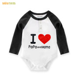 I Love PaPa And MaMa Print Rompers For Kids - Black And White- RBT-222