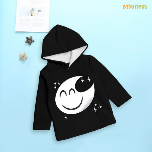 Moon Full Sleeves Hoodie for Kids - BNBHD-46 - Black