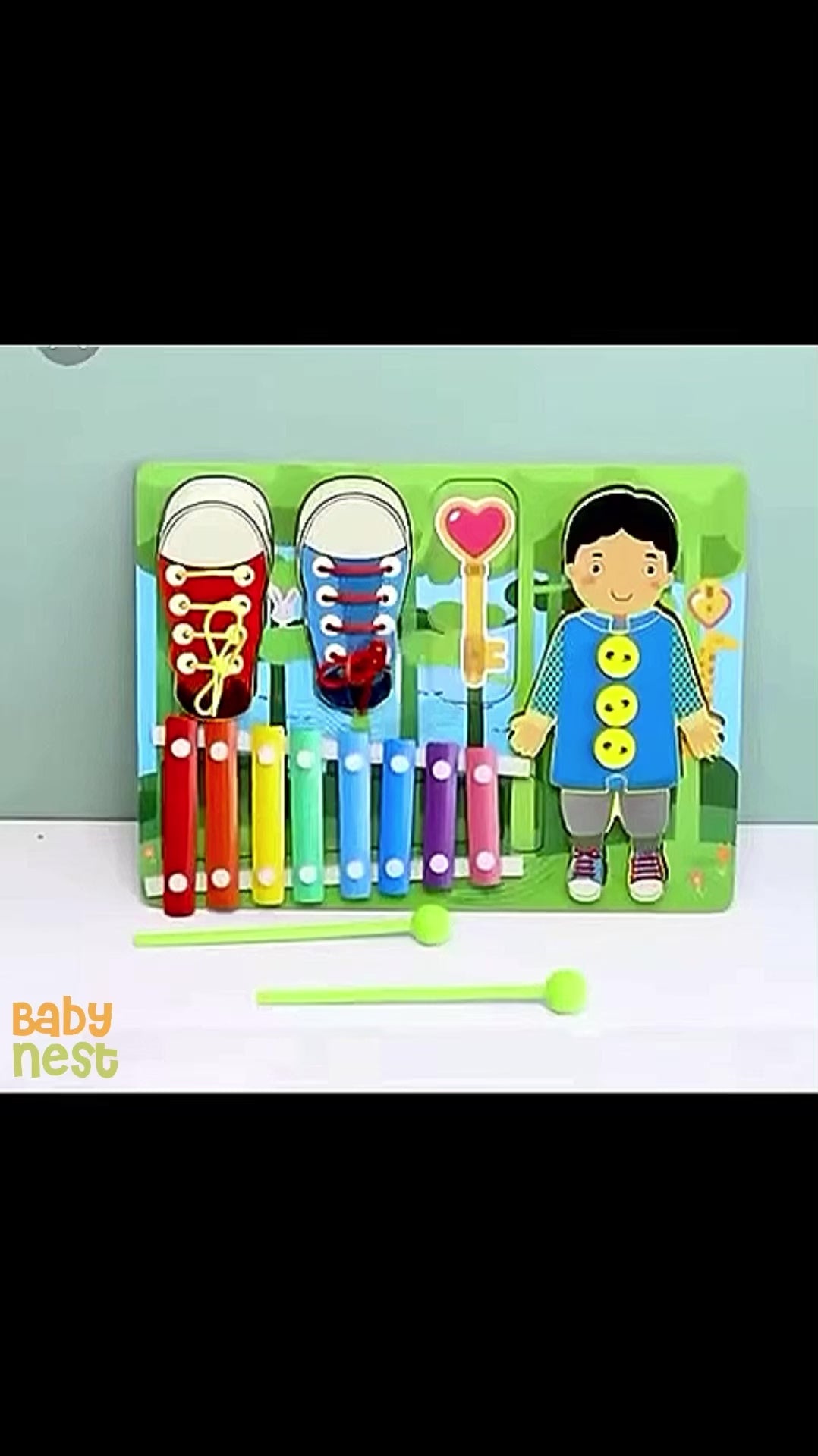 3In1 Wooden Threading Board - Xylophone & Thread Game For Kids