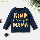 Printed Kind Like My Mama Full Sleeves T-Shirts for Kids - Navy Blue