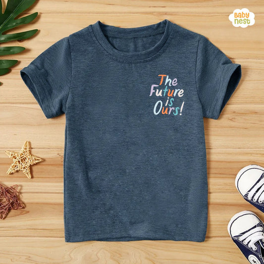 Future is Ours Half Sleeves T-shirt For Kids - Blue - SBT-318