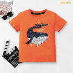 Easyclean - Water Repellent & Stain Resistant Half Sleeves T-shirt - SBT-355-D1 - Crew Whale - Orange