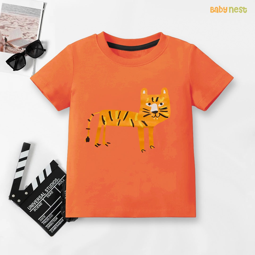Easyclean - Water Repellent & Stain Resistant Half Sleeves T-shirt - SBT-355-D5 - Tiger - Orange