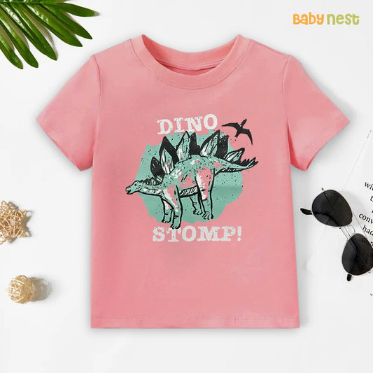 Easyclean - Water Repellent & Stain Resistant T-Shirt - SBT-360-D2 - Dino Stomp - Pink