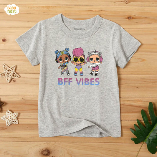 BFF Vibes Half Sleeves T-shirt For Kids - Grey - SBT-342-D6