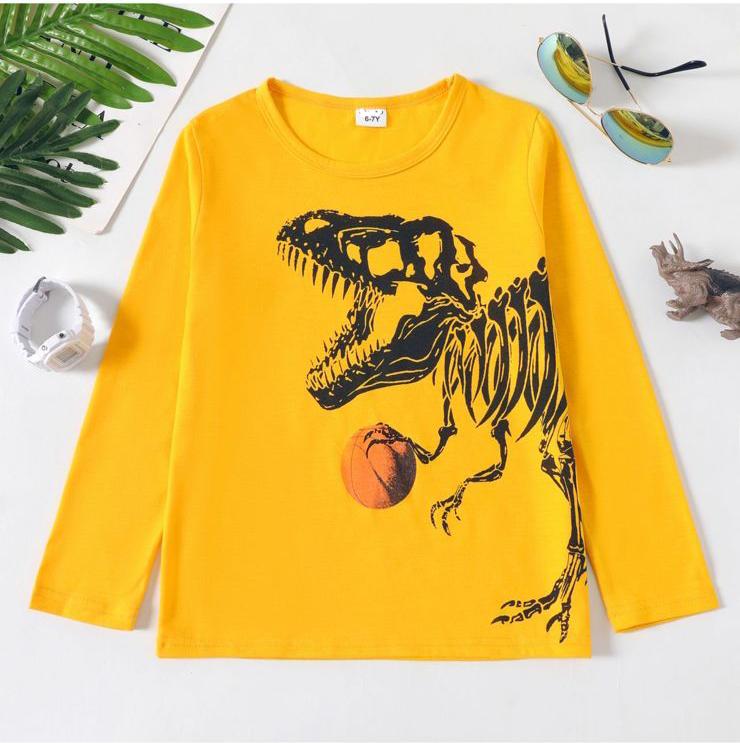 Football Dino Printed Graphic Full Sleeves T-shirt for Boys