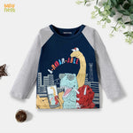 A Roar Graphic Full Sleeves T-Shirt for kids - Blue & Grey